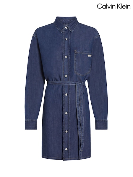 Calvin Klein Blue Lyocell Belted Denim Shirt Dress (AW9169) | €140