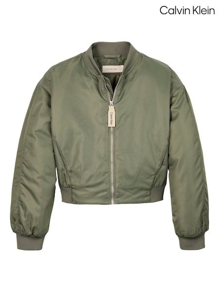 Calvin Klein Green Satin Boxy Bomber Jacket (AW9175) | ₪603 - ₪654