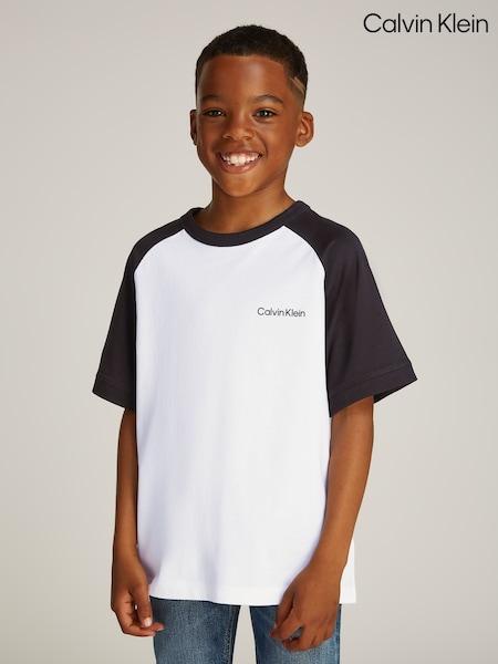 Calvin Klein White 100% Cotton Colourblock T-Shirt (AW9176) | ₪136 - ₪226