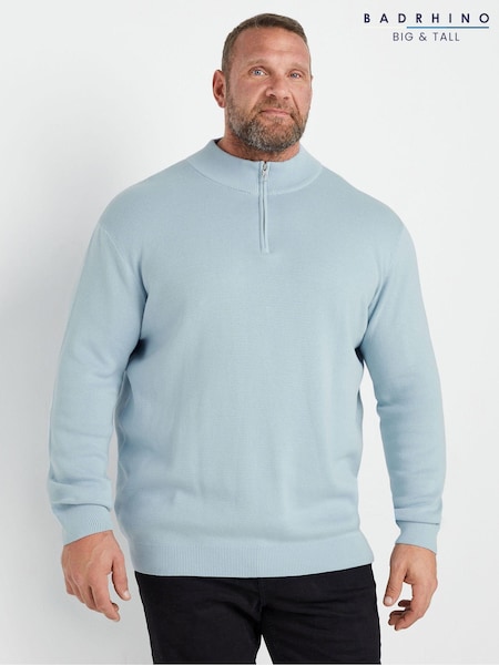 Світло-блакитний - Бавовняні джемпери BadRhino Big & Tall Milano Quarter Zip 100% Cotton (AW9183) | 2 043 грн
