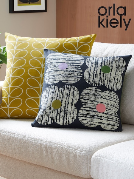 Orla Kiely Slate Textured Flower Cushion (AW9201) | €50