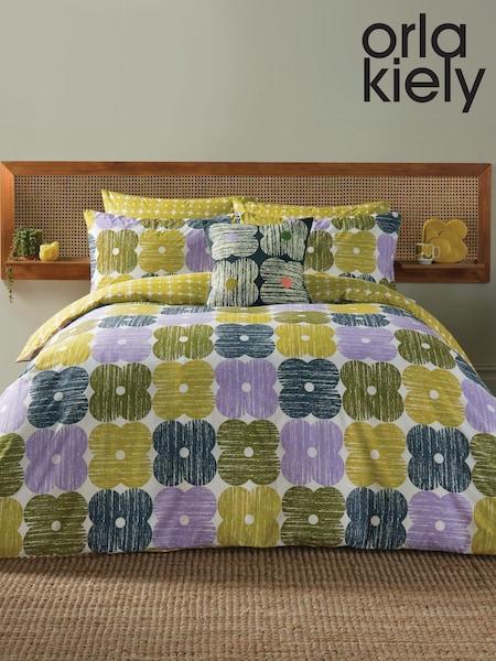 Orla Kiely Lilac Moss Textured Flower Duvet Cover and Pillowcase Set (AW9209) | ₪277 - ₪478