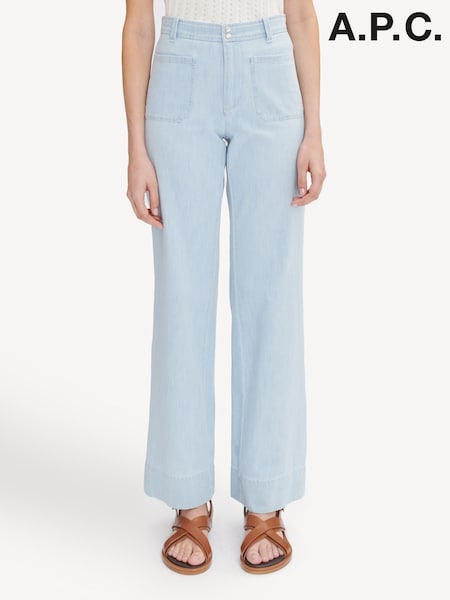 A.P.C. Pale Blue Emilie High Rise Flared Leg Jeans (AW9268) | €333