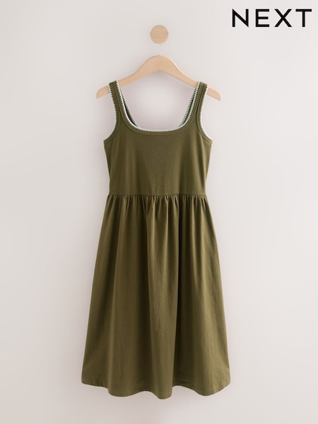 Khaki Green Jersey Midi Summer Dress (AW9311) | €24