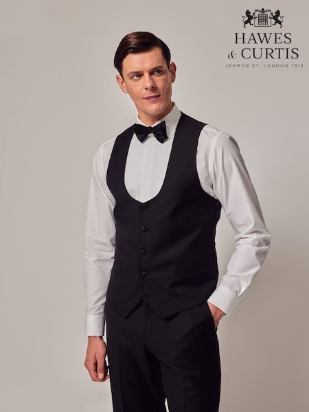 Hawes & Curtis Slim Dinner Black Waistcoat (AW9404) | SGD 232