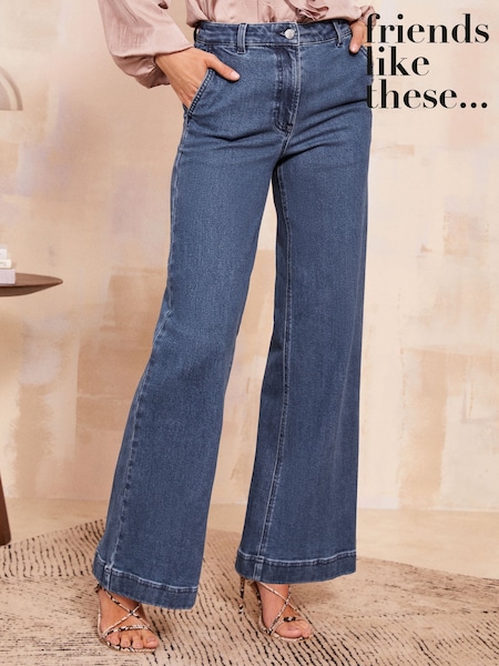 Keski Sininen - Friends Like These Smart Wide Leg Jeans (AW9408) | €63