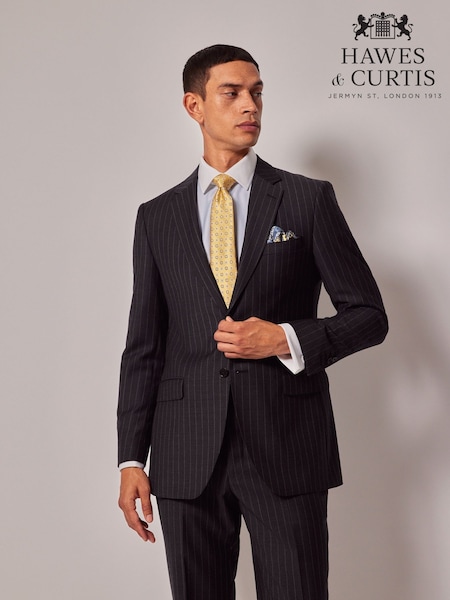 Hawes & Curtis Slim Chalk Stripe Black Suit Jacket (AW9415) | AED1,334