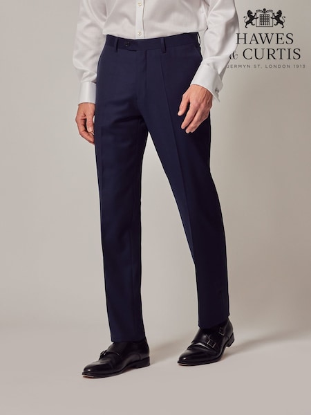 Hawes & Curtis Slim Blue Twill Suit Trousers (AW9416) | €172