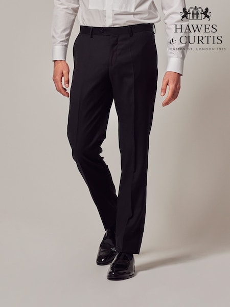 Hawes & Curtis Slim Dinner Black Suit Trousers With Belt Loops (AW9419) | 184 €