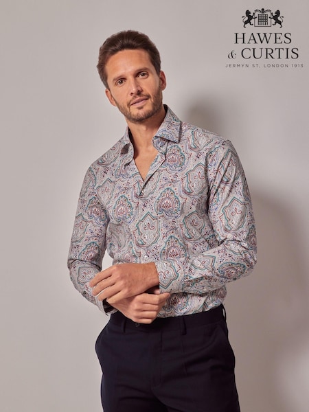 Hawes & Curtis Red/Blue Louix Paisley 100% Cotton Shirt (AW9423) | €45