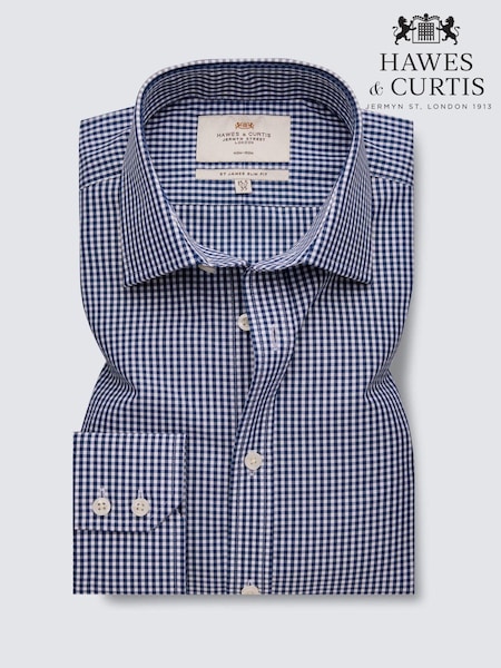 Hawes & Curtis Slim Fit Non Iron Gingham Check 100% Cotton Shirt (AW9429) | ‏327‏₪