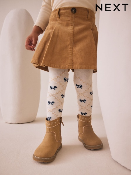 Tan Brown Corduroy Skirt with Bow Tights (3mths-7yrs) (AW9590) | 79 QAR - 99 QAR