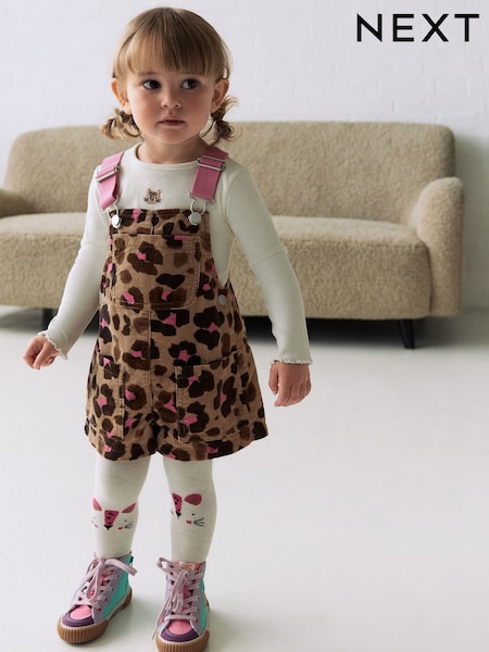 Animal Printed Dungarees with Top and Tights Set (3mths-7yrs) (AW9591) | AED132 - AED152