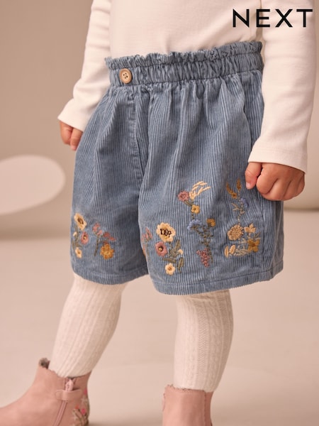 Navy Floral Embroidered Shorts with Tights (3mths-7yrs) (AW9595) | €34 - €39