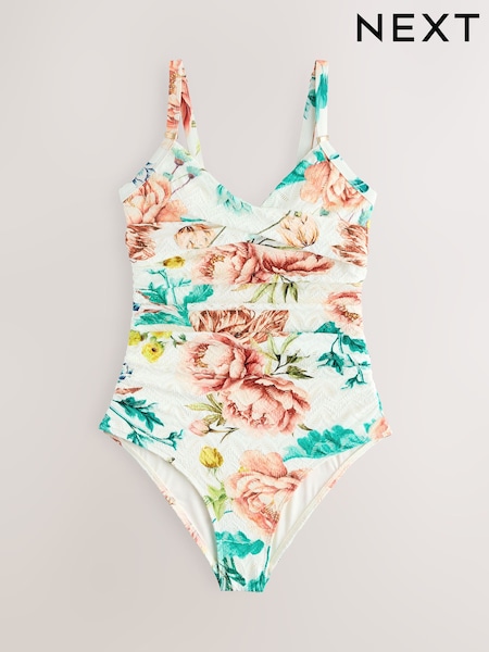 White Floral Lace - Muotoileva Tummy Control -uimapuku (AW9905) | €49