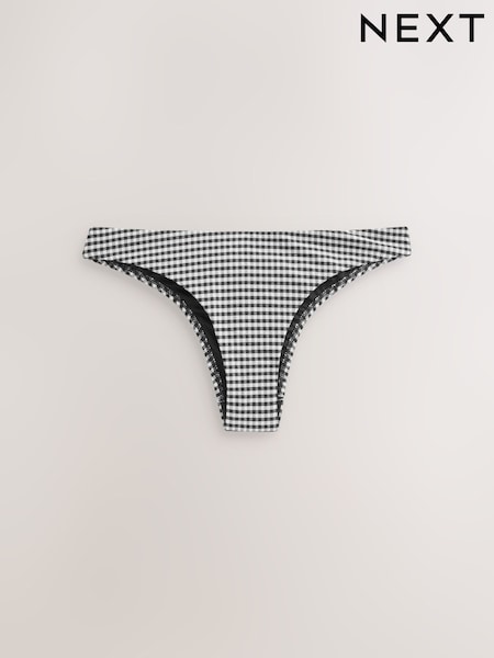 Black/White Gingham Brazilian High Leg Bikini Bottoms (AW9958) | €22.50