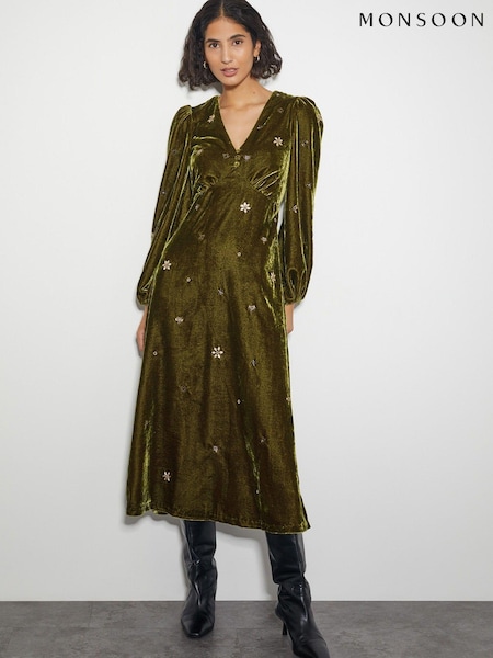 Monsoon Joyce Embellished Velvet Tea Dress (AW9964) | €99