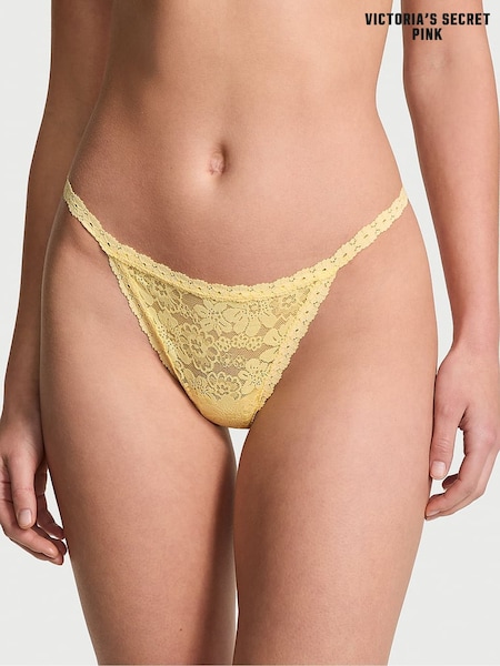 Victoria's Secret PINK Mellow Yellow G String Floral Lace Knickers (AY0159) | €10.50