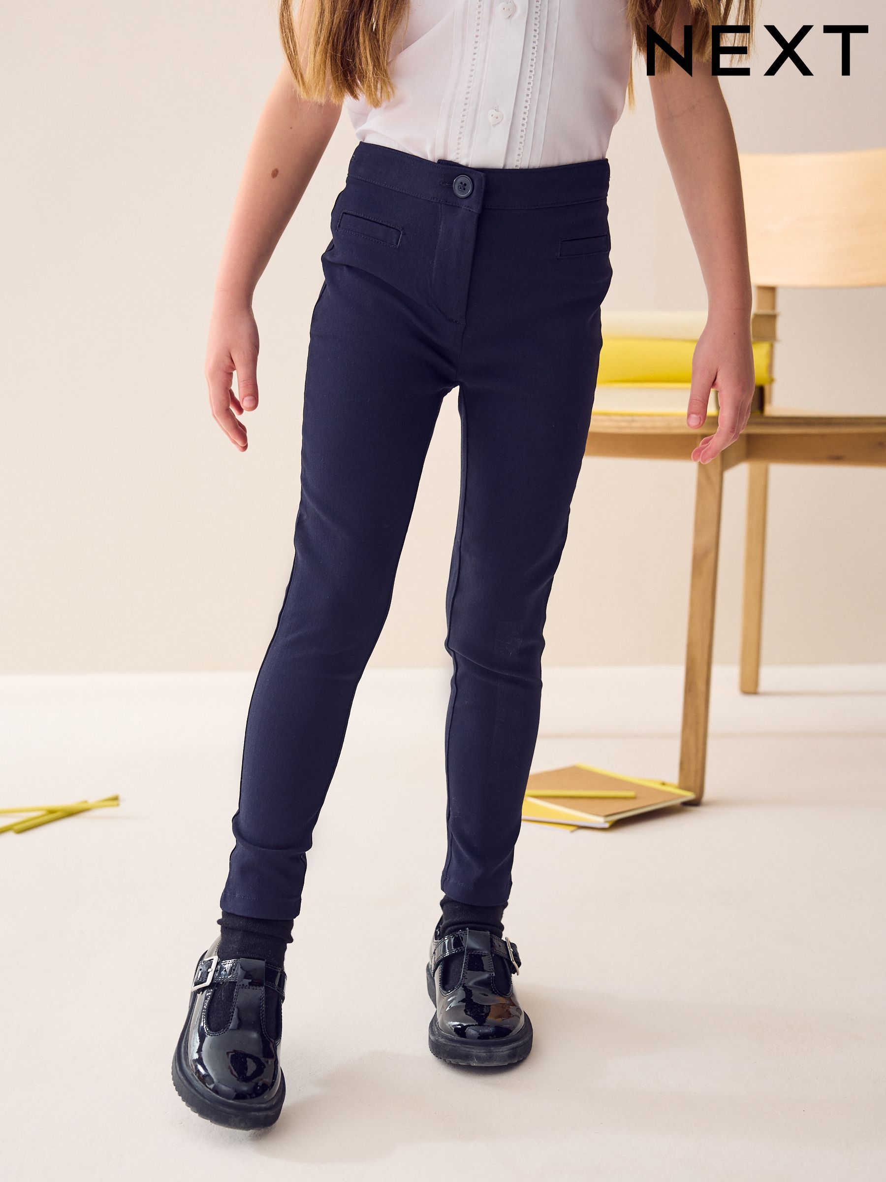 Women's Skinny Stretch Trousers – Black/Navy/Grey – School Office Workwear – 31" Leg