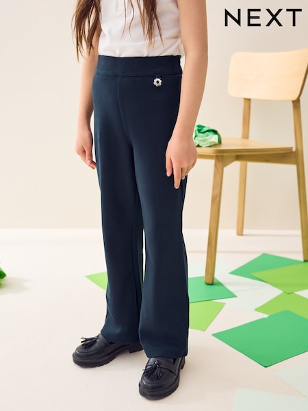 Navy Blue - Pull-On Cotton Rich Stretch Boot Cut School Trousers (3-16yrs) (AY0205) | 14 € - 21 €
