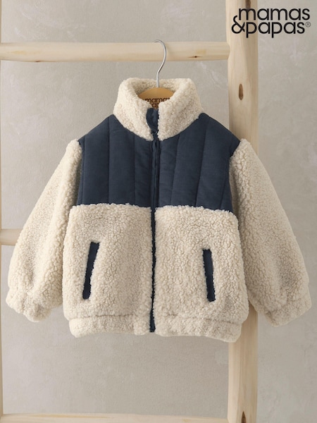 כחול  - Mamas & Papas Fleece 100% Cotton Jacket (AY0259) | ‏176‏₪