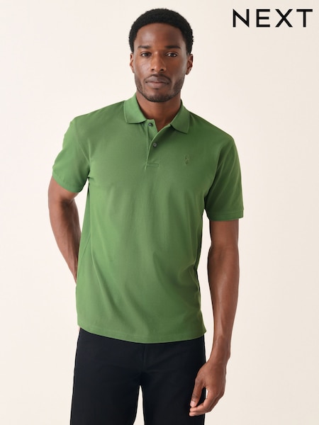 أخضر متوسط - تلبيس قياسي - Short Sleeve Pique Polo Shirt (AY0273) | ‏79 د.إ.‏