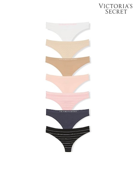 Victoria's Secret White/Nude/Pink/Blue/Black Thong 7 Pack Knickers (AY0399) | €40