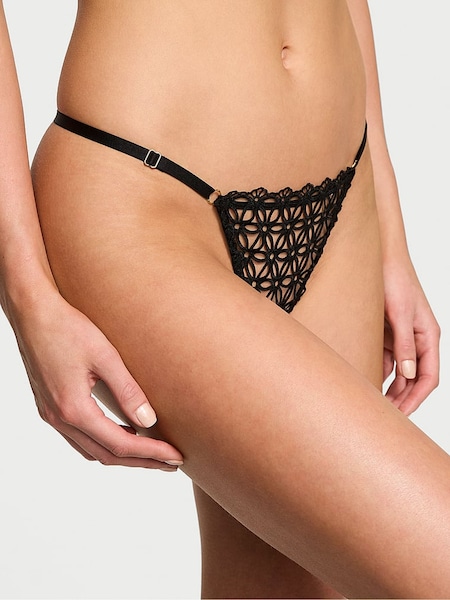 Victoria's Secret Black G String Geo Daisy Lace Knickers (AY0425) | €22.50