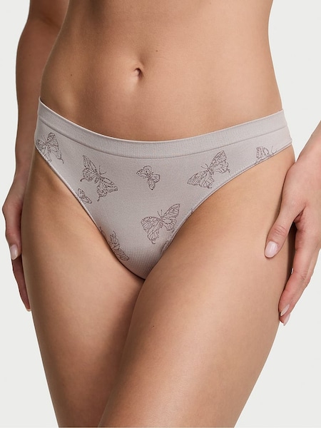 Victoria's Secret Silver Pearl Grey Butterfly Thong Knickers (AY0461) | €10.50