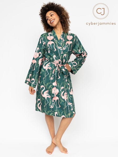 Cyberjammies Emerald Flamingo Print Short Dressing Gown (AY0483) | 50 €
