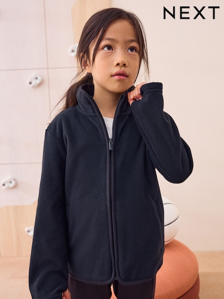 Black Zip-Up Fleece Jacket With Pockets (3-16yrs) (AY0506) | AED48 - AED74