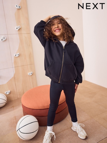Black Zip Through Sports Hoodie (3-16yrs) (AY0509) | 59 QAR - 84 QAR