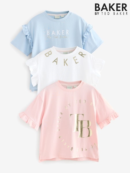 Baker by Ted Baker Frill Detail 100% Cotton T-Shirts 3 Pack (AY0529) | 45 € - 52 €
