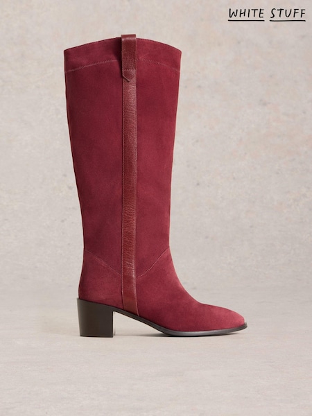 White Stuff Red Izzy Suede Knee High Boots (AY0536) | 506 QAR
