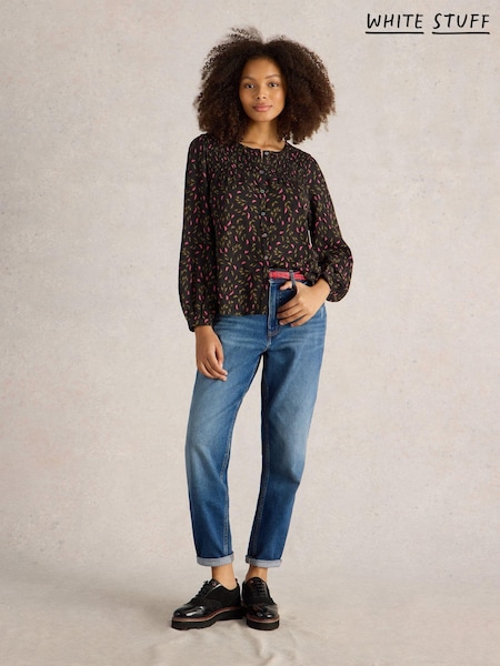 White Stuff Black Daniella Shirred Top (AY0538) | AED142
