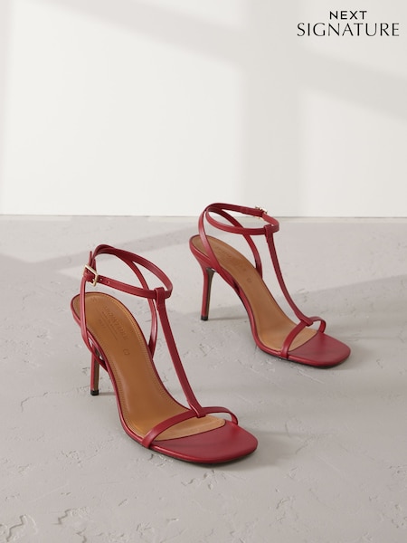 Red Signature Premium Leather Skinny Strap Heeled Sandals (AY0589) | €94