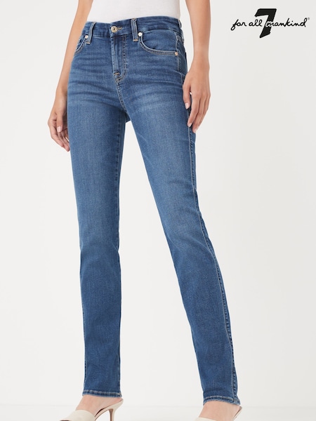 7 For All Mankind Mid Blue Rise Kimmie Bair Straight Fit Jeans (AY0615) | €265