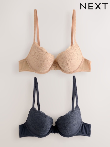 Neutral/Navy Lace Bras 2 Pack (AY0651) | €38