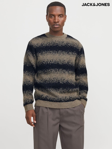 JACK & JONES Grey Jacquard Knit Crew Neck Jumper (AY0653) | R$ 545