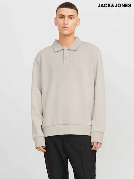 JACK & JONES Grey Relaxed Fit Polo Sweatshirt (AY0654) | €37