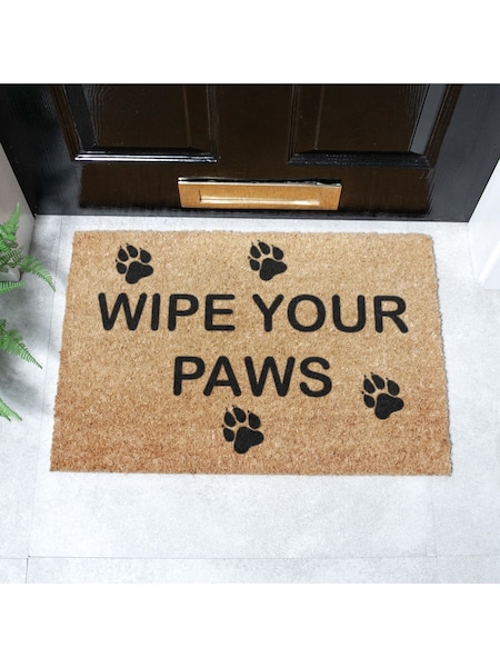 Artsy Mats Natural and Black Wipe Your Paws Doormat (AY0697) | R$ 195