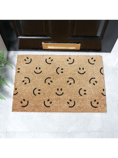 Artsy Mats Natural and Black Smiley Faces Doormat (AY0720) | 125 zł