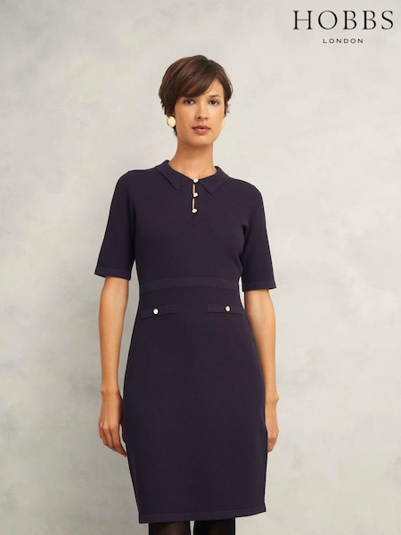 Hobbs Blue Niamh Knitted Dress (AY0751) | AED809