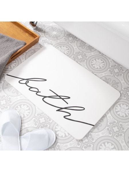 Artsy Mats Bath Scribble White Stone Non Slip Bath Mat (AY0757) | €40