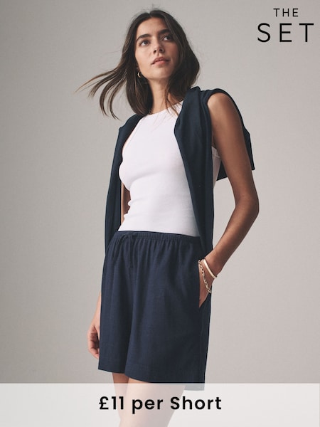 The Set Navy/White/Pink Stripe The Set 3 Pack Pull On Shorts with Linen (AY0759) | €42