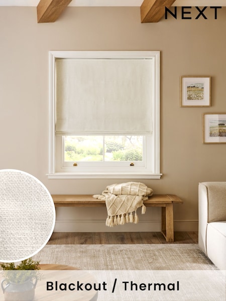 Natural Ready Made Blackout Linen Blend Roman Blind (AY0827) | €66 - €145