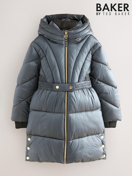 Baker by Ted Baker Navy Shower Resistant Pearl Belted Padded Coat (AY1319) | 117 € - 125 €