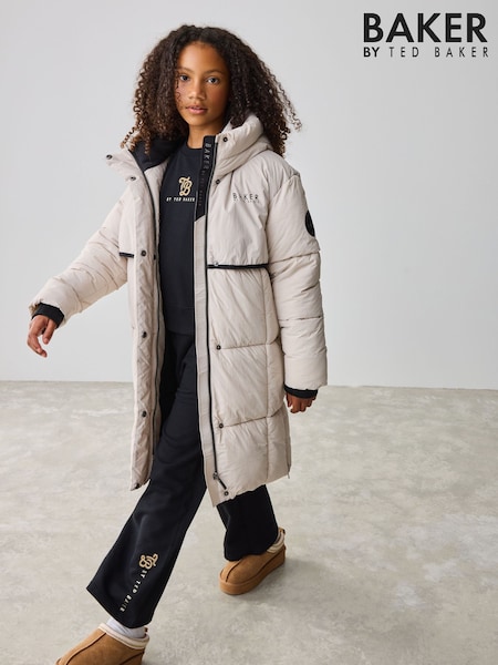Baker by Ted Baker Girls Shower Resistant Longline Padded Coat (AY1326) | €107 - €113