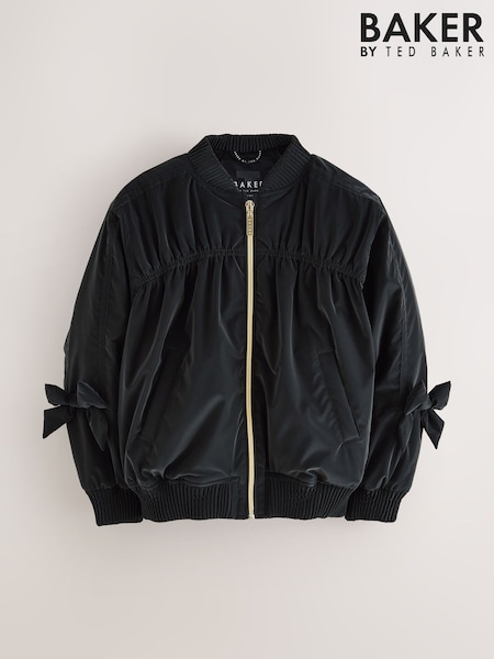 Baker by Ted Baker Shower Resistant Bow Bomber Black Jacket (AY1333) | 84 € - 92 €
