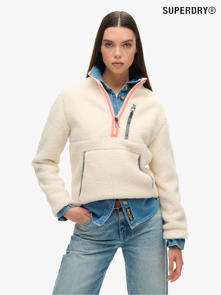 Superdry Cream Outdoor Half Zip Fleece (AY1335) | ₪352